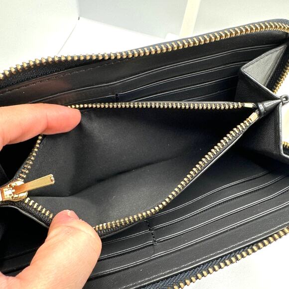 COACH Black Accordion Zip Wallet Monogram - Picture 7 of 9